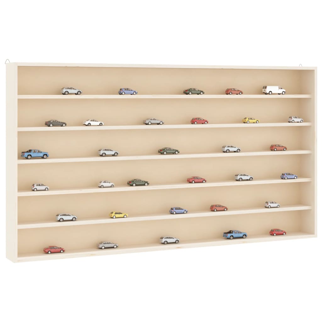 vidaXL Wooden Collector's Display Case with 6 Shelves 80x8.5x55cm 1