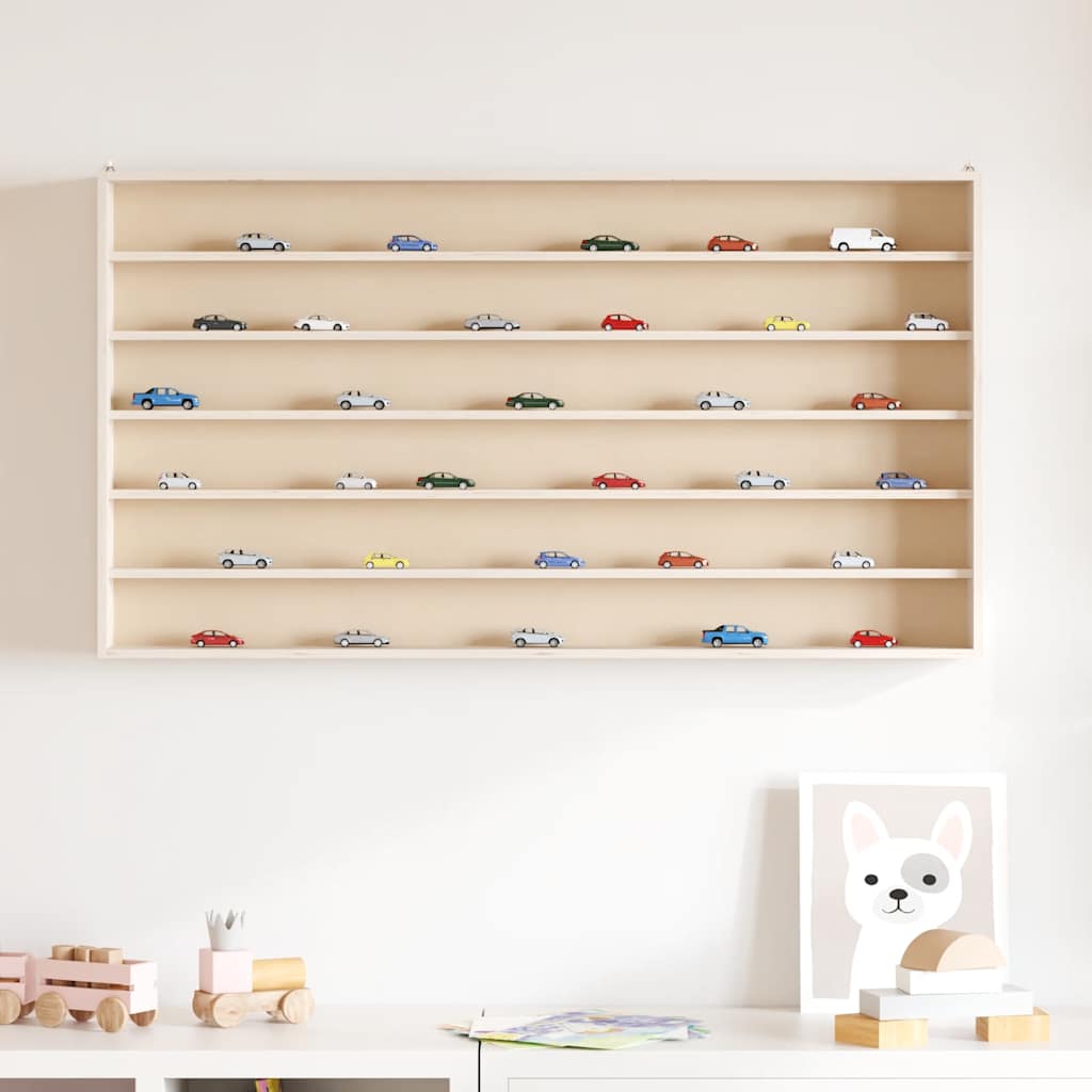 vidaXL Wooden Collector's Display Case with 6 Shelves 100x9x55 cm 3