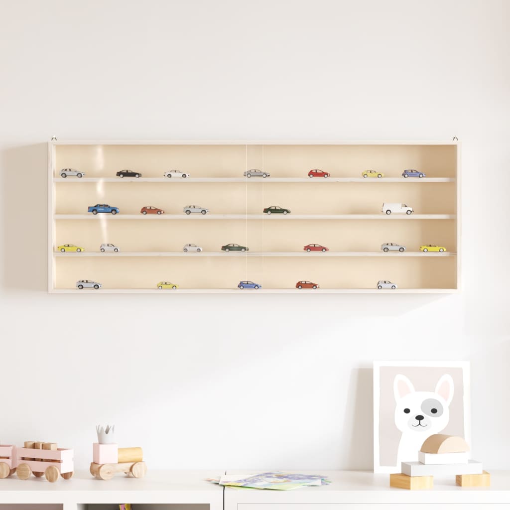 vidaXL Wooden Collector's Display Case with Doors 100x8.5x37cm 3