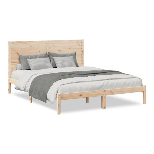 Extra Long Bed Frame without Mattress Solid Wood Length 210 cm Natural 140 cm