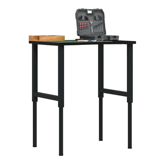 Workbench 80x60x(71,5-98) Solid Wood Oak Black and dark brown 80 x 60 x (71.5-98) cm