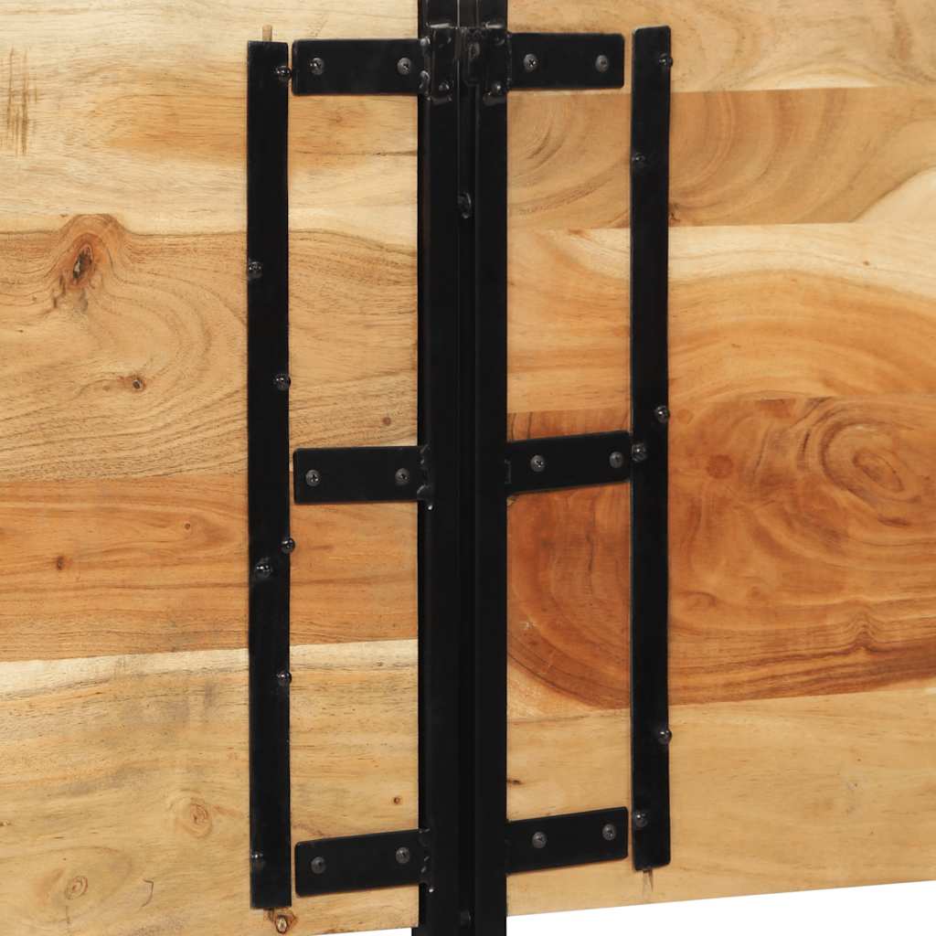 vidaXL Headboard 200 cm Solid Wood Acacia and Iron 5