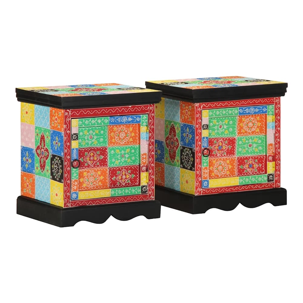 Bedside Cabinet Multicolour 40x35x45 cm Solid Wood Mango 2
