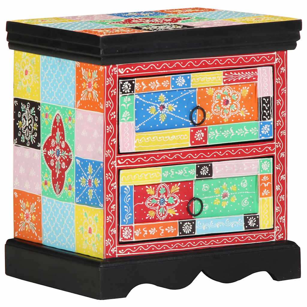 vidaXL Bedside Cabinet Multicolour 40 x 35 x 45 cm Solid Mango Wood 1