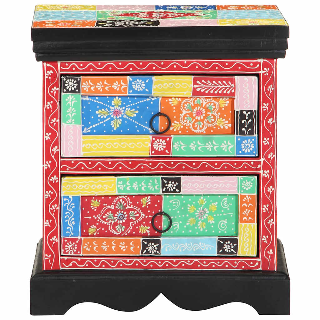 vidaXL Bedside Cabinet Multicolour 40 x 35 x 45 cm Solid Mango Wood 2