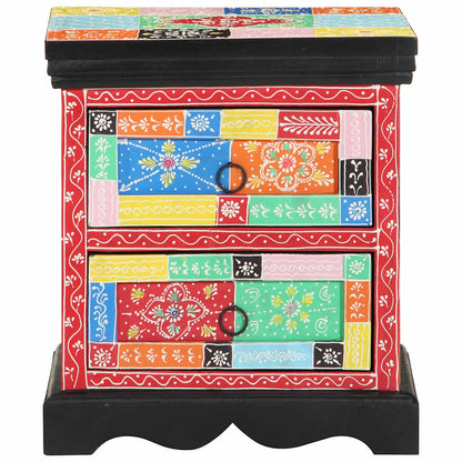 vidaXL Bedside Cabinet Multicolour 40 x 35 x 45 cm Solid Mango Wood 2