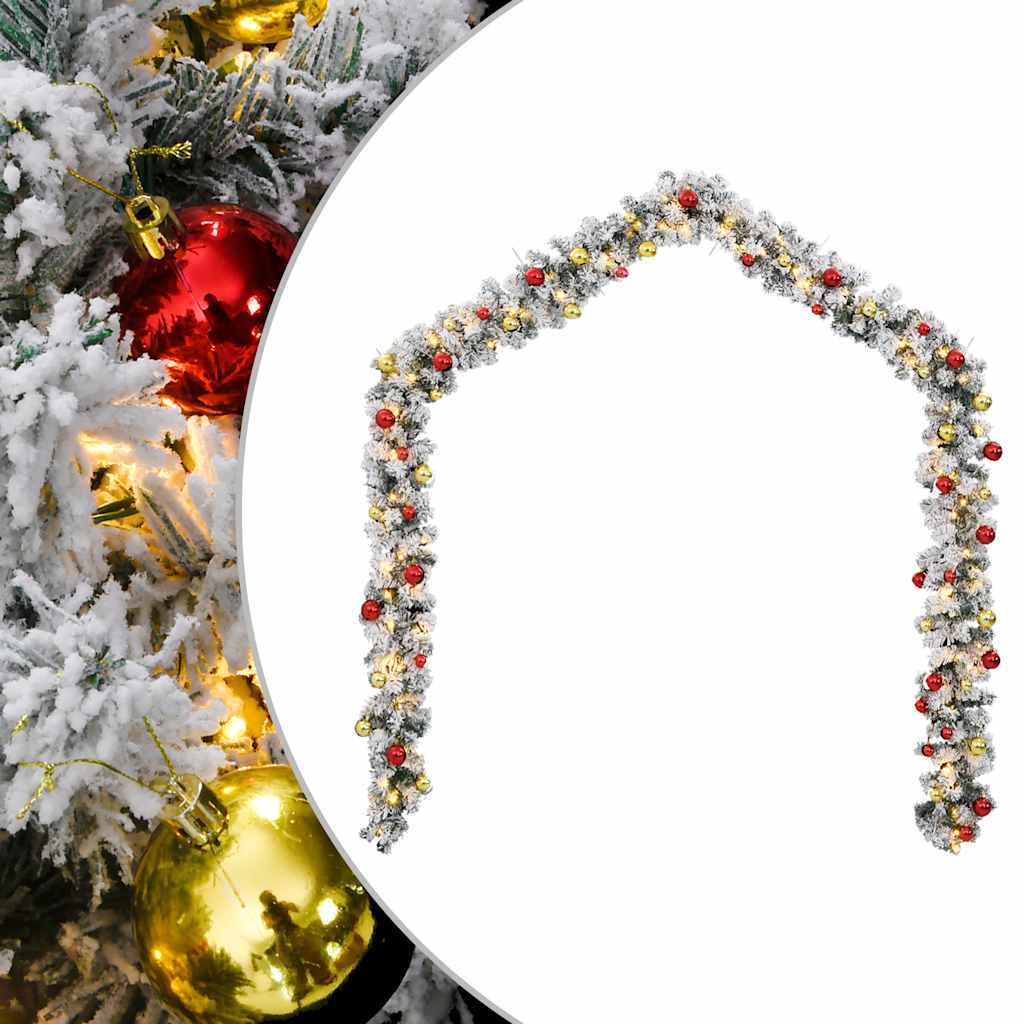 vidaXL Christmas Garland with Baubles and LED Lights Green 5 m PVC 1