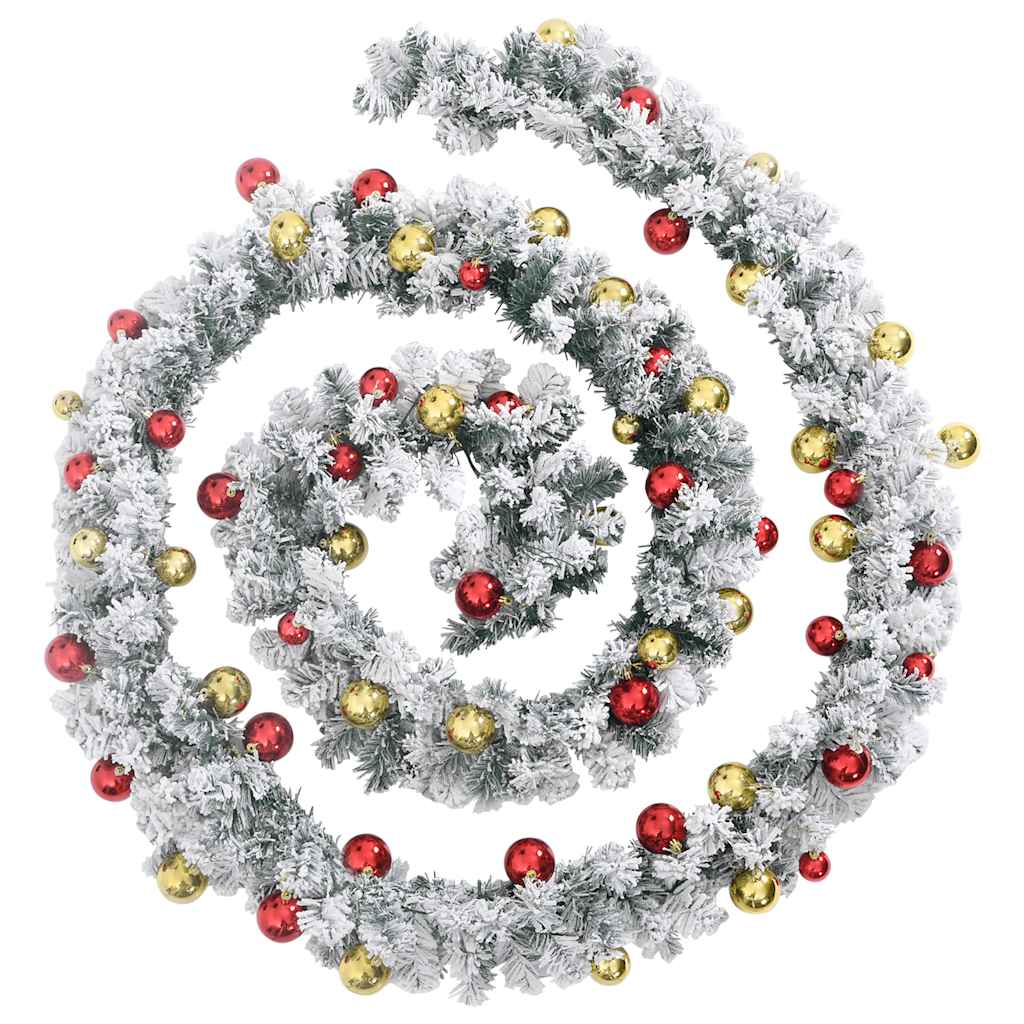 vidaXL Christmas Garland with Baubles and LED Lights Green 5 m PVC 2