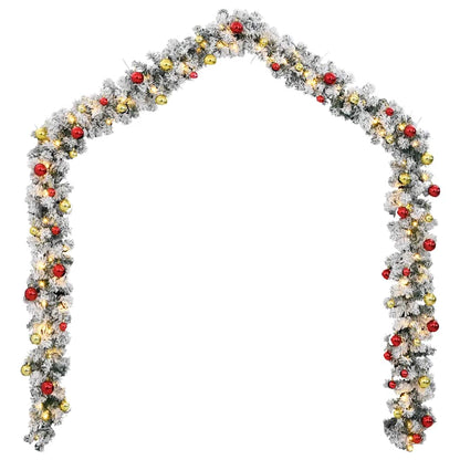 vidaXL Christmas Garland with Baubles and LED Lights Green 5 m PVC 4