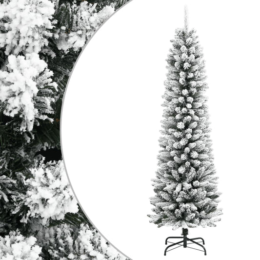 vidaXL Christmas Tree | White and Green | PVC and PE with a steel stand | Slim 1
