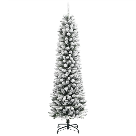 vidaXL Christmas Tree | White and Green | PVC and PE with a steel stand | Slim 2