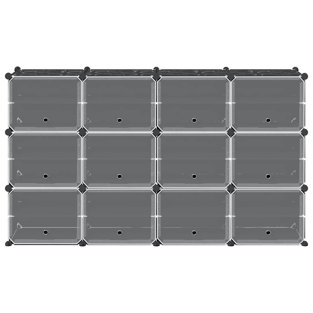 vidaXL Storage Cube Organiser with 12 Cubes and Doors Black PP 4