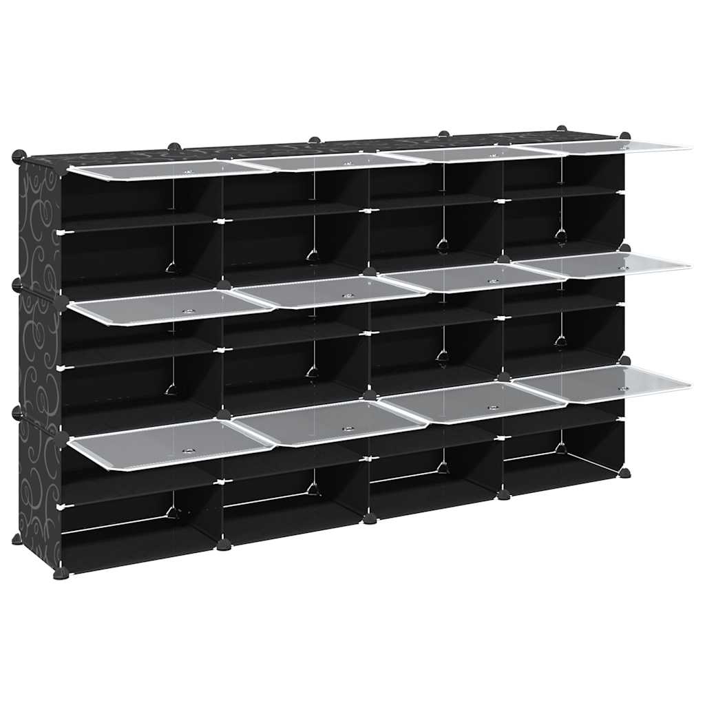 vidaXL Storage Cube Organiser with 12 Cubes and Doors Black PP 5