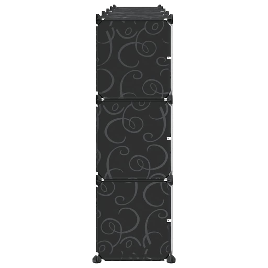 vidaXL Storage Cube Organiser with 12 Cubes and Doors Black PP 6
