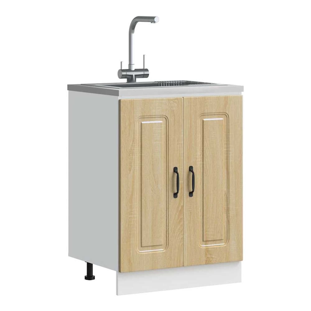 Kitchen Base Cabinet "Kalmar" Engineered Wood Sonoma Oak 1x bottom cabinet (2 doors) 60 cm wide 81.5 cm high