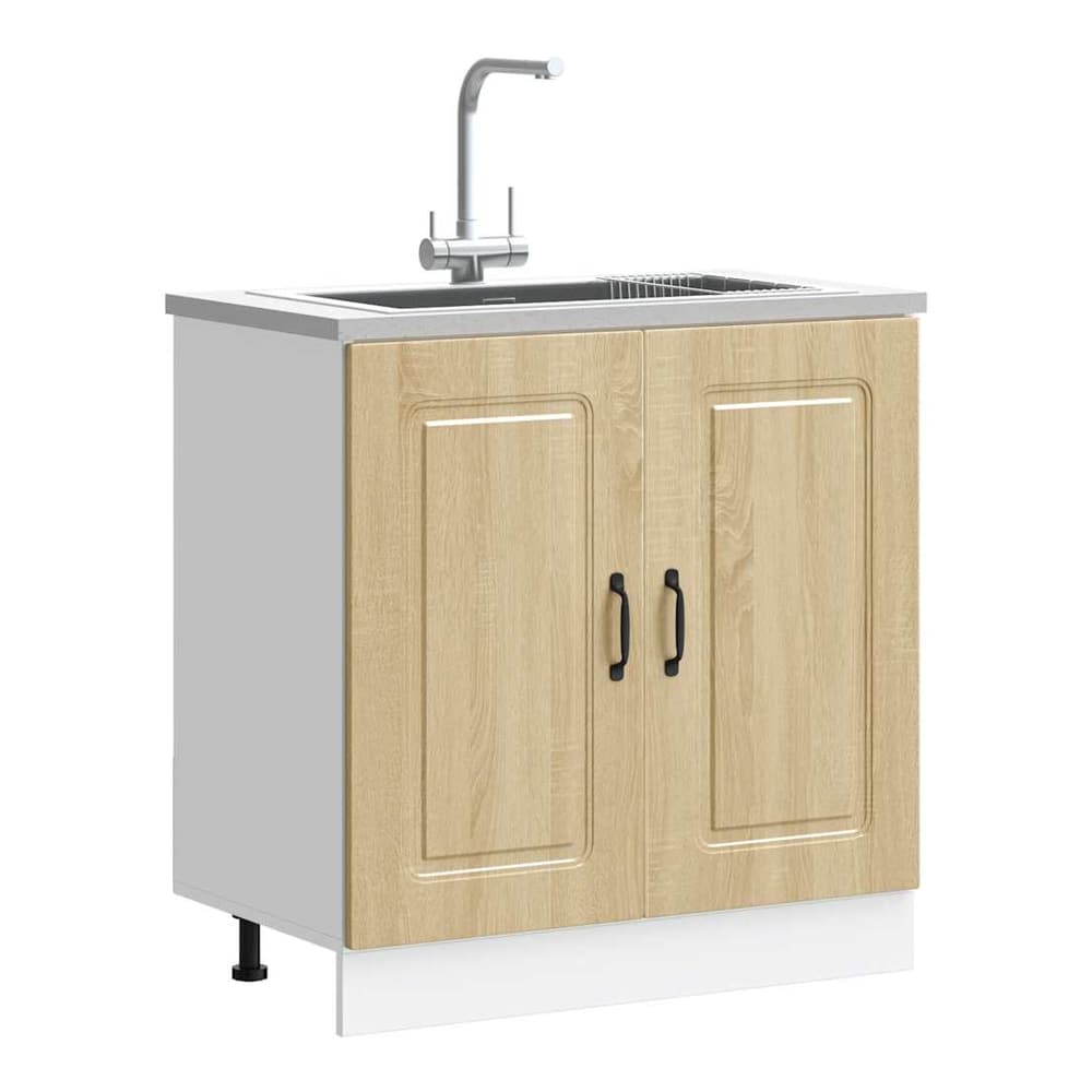 Kitchen Base Cabinet "Kalmar" Engineered Wood Sonoma Oak 1x bottom cabinet (2 doors) 80 cm wide 81.5 cm high