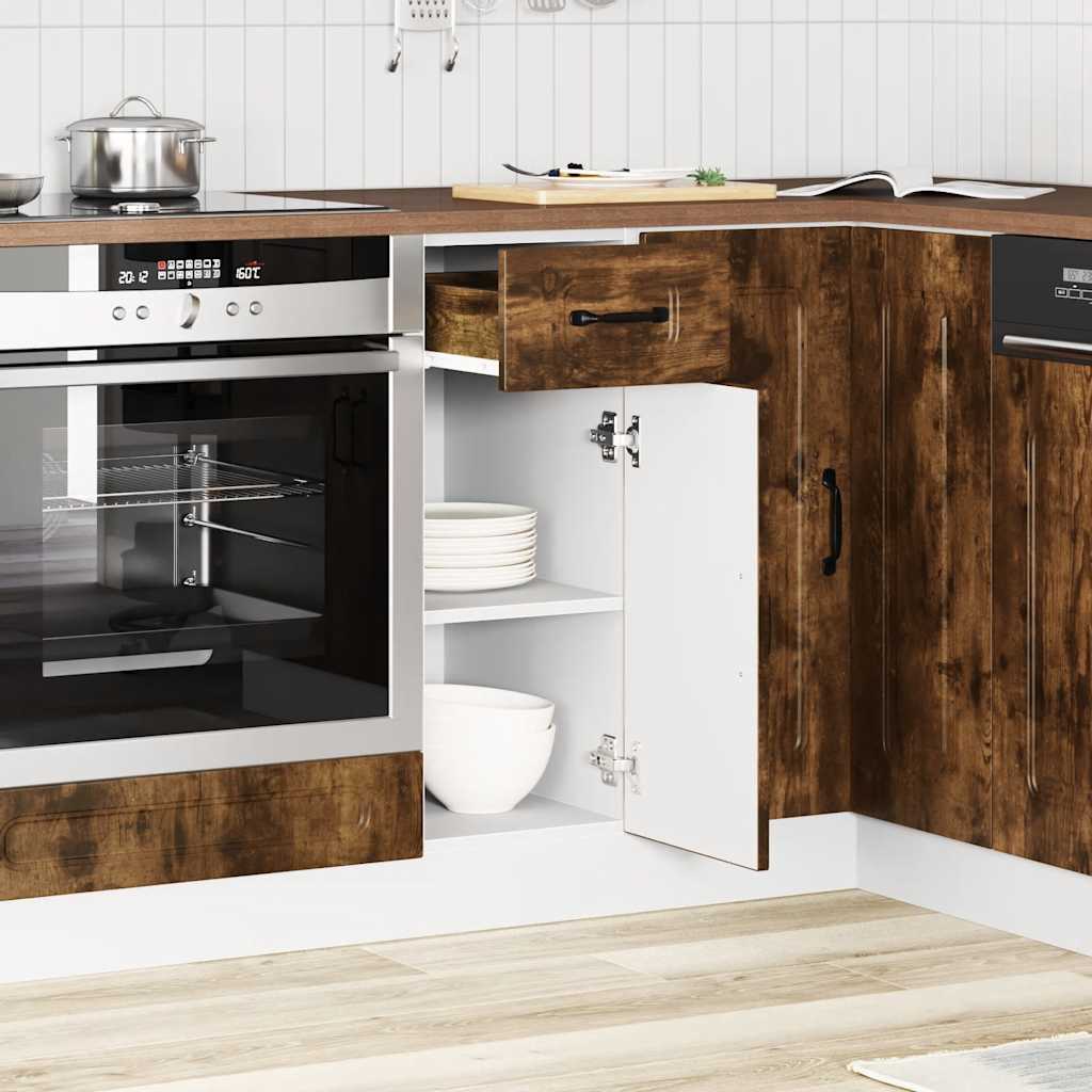 vidaXL Kitchen Base Cabinet Kalmar Smoked Oak Engineered Wood 3