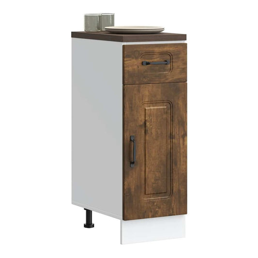 Kitchen Base Cabinet "Kalmar" Engineered Wood Smoked Oak 1x bottom cabinet (1 door 1 drawer) 30 cm wide 81.5 cm high