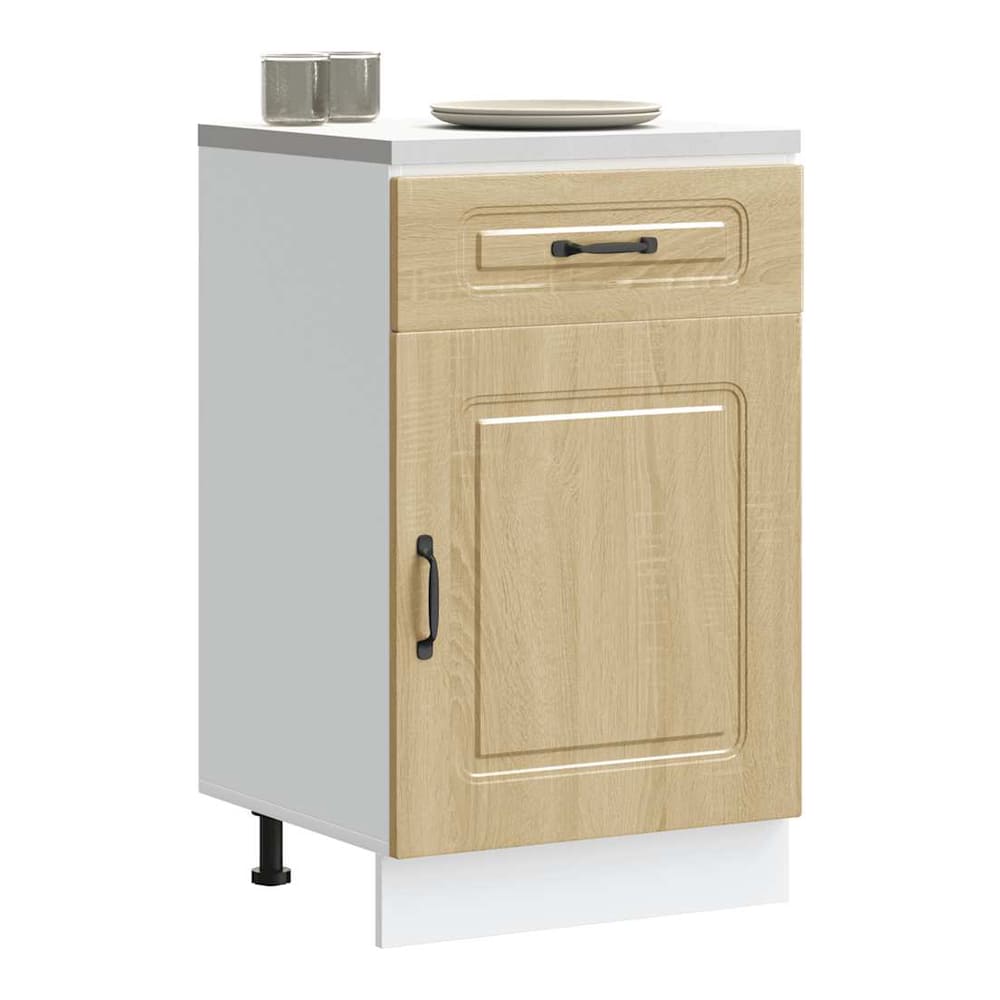 Kitchen Base Cabinet "Kalmar" Engineered Wood Sonoma Oak 1x bottom cabinet (1 door 1 drawer) 50 cm wide 81.5 cm high