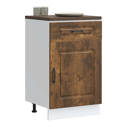 Kitchen Base Cabinet "Kalmar" Engineered Wood Smoked Oak 1x bottom cabinet (1 door 1 drawer) 50 cm wide 81.5 cm high