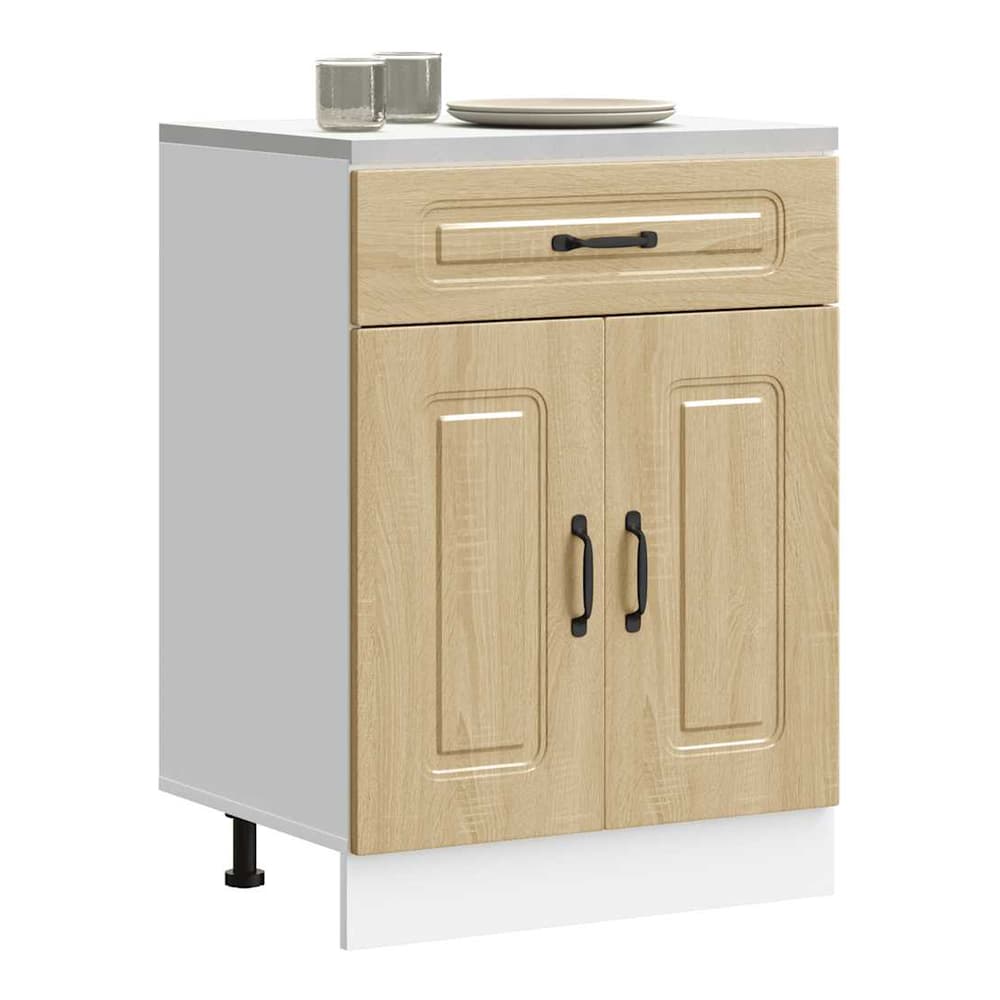 Kitchen Base Cabinet "Kalmar" Engineered Wood Sonoma Oak 1x bottom cabinet (2 doors 1 drawer) 60 cm wide 81.5 cm high