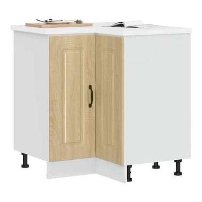 Kitchen Base Cabinet "Kalmar" Engineered Wood Sonoma Oak 1x corner bottom cabinet (2 doors) 75.5 cm wide 81.5 cm high
