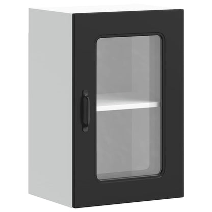 vidaXL Kitchen Wall Cabinet with Glass Door Kalmar Black Engineered Wood 2