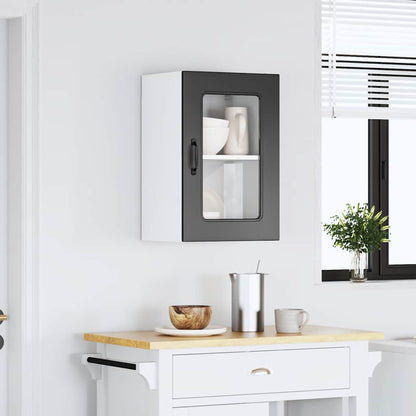 vidaXL Kitchen Wall Cabinet with Glass Door Kalmar Black Engineered Wood 3