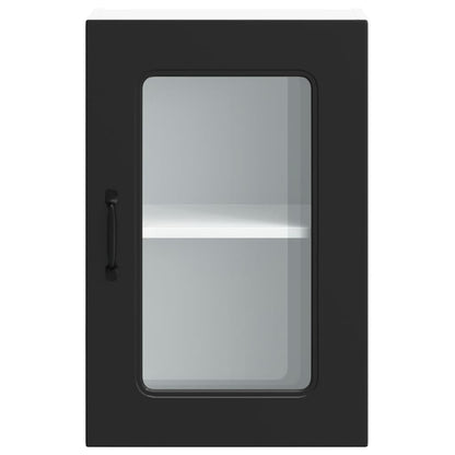 vidaXL Kitchen Wall Cabinet with Glass Door Kalmar Black Engineered Wood 6