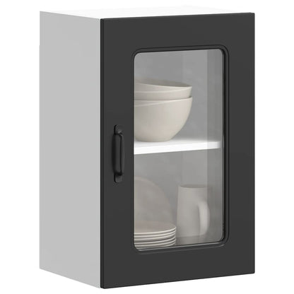 vidaXL Kitchen Wall Cabinet with Glass Door Kalmar Black Engineered Wood 1
