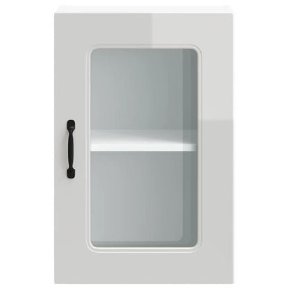 vidaXL Kitchen Wall Cabinet with Glass Door Kalmar High Gloss White Engineered Wood 6