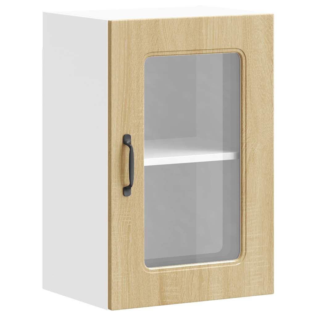vidaXL Kitchen Wall Cabinet with Glass Door Kalmar Sonoma Oak Engineered Wood 2
