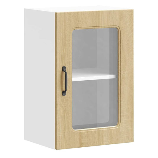 Kitchen Wall Cabinet with Glass Door "Kalmar" Sonoma oak 1x wall glass cabinet (1 door) 40 cm wide 40 cm high–2x wall glass cabinet (2 doors) 60 cm wide 40 cm high 1x wall glass cabinet (1 door) 40 cm wide 60 cm high