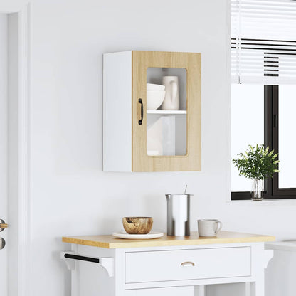 vidaXL Kitchen Wall Cabinet with Glass Door Kalmar Sonoma Oak Engineered Wood 3