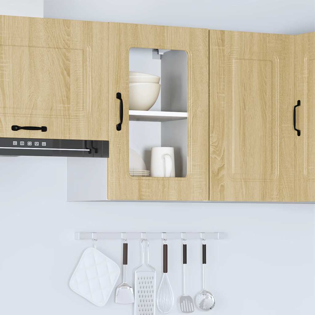 vidaXL Kitchen Wall Cabinet with Glass Door Kalmar Sonoma Oak Engineered Wood 4