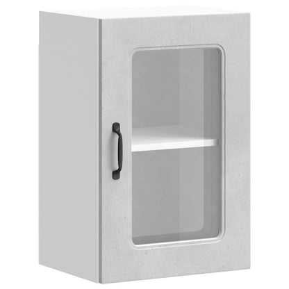 vidaXL Kitchen Wall Cabinet with Glass Door Kalmar Concrete Grey Engineered Wood 2