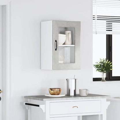 vidaXL Kitchen Wall Cabinet with Glass Door Kalmar Concrete Grey Engineered Wood 3