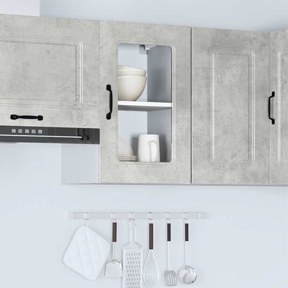 vidaXL Kitchen Wall Cabinet with Glass Door Kalmar Concrete Grey Engineered Wood 4