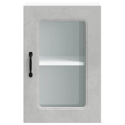 vidaXL Kitchen Wall Cabinet with Glass Door Kalmar Concrete Grey Engineered Wood 6