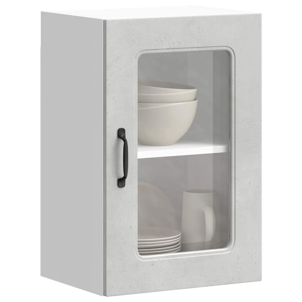 vidaXL Kitchen Wall Cabinet with Glass Door Kalmar Concrete Grey Engineered Wood 1