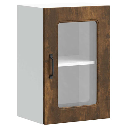 vidaXL Kitchen Wall Cabinet with Glass Door Kalmar Smoked Oak Engineered Wood 2