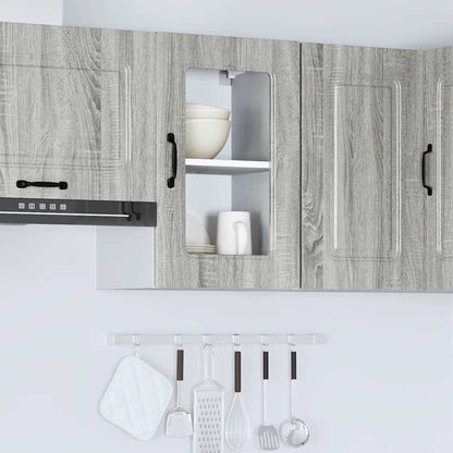 vidaXL Kitchen Wall Cabinet with Glass Door Kalmar Grey Sonoma Engineered Wood 4