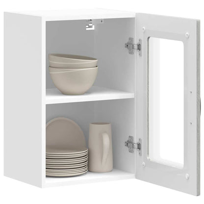 vidaXL Kitchen Wall Cabinet with Glass Door Kalmar Grey Sonoma Engineered Wood 5