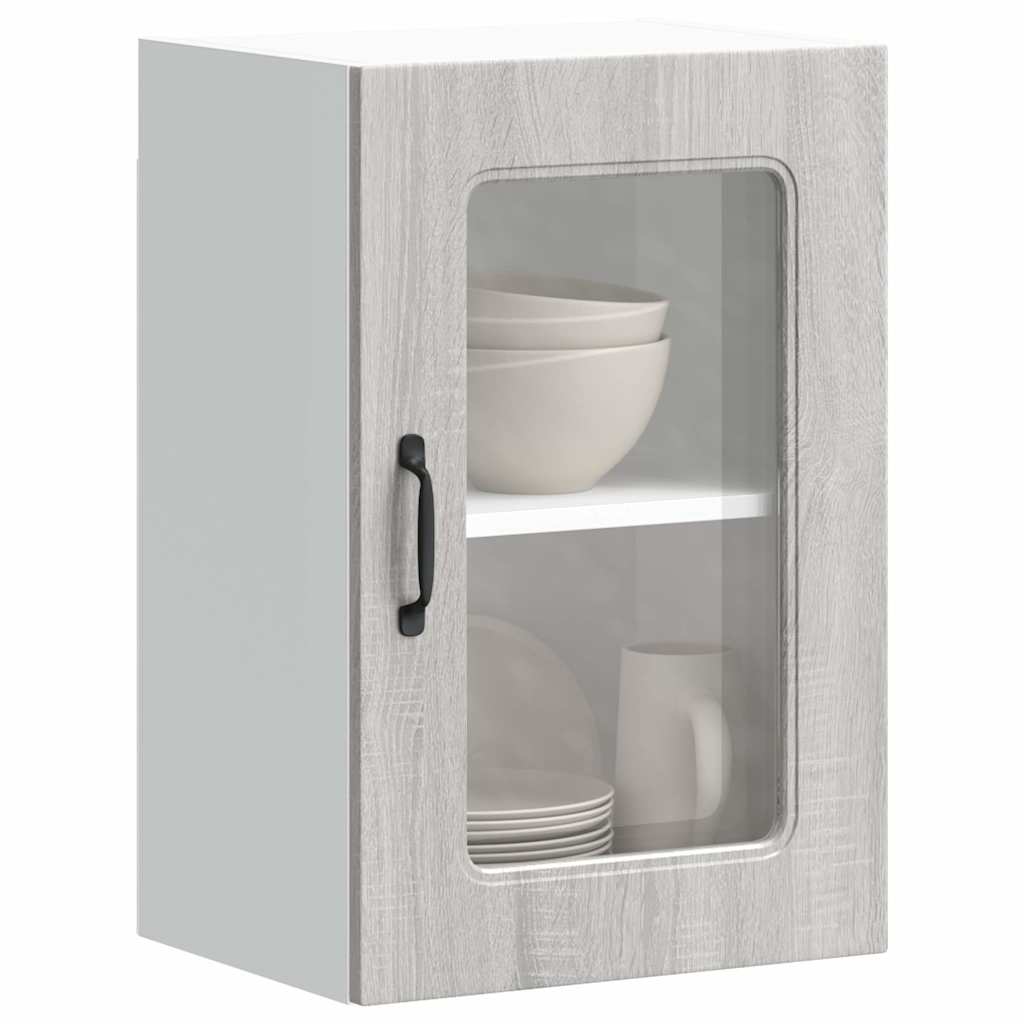 vidaXL Kitchen Wall Cabinet with Glass Door Kalmar Grey Sonoma Engineered Wood 1