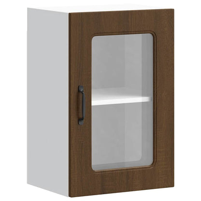 vidaXL Kitchen Wall Cabinet with Glass Door Kalmar Brown Oak Engineered Wood 2