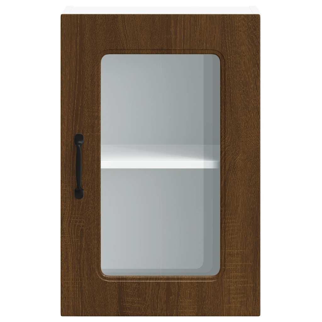 vidaXL Kitchen Wall Cabinet with Glass Door Kalmar Brown Oak Engineered Wood 6
