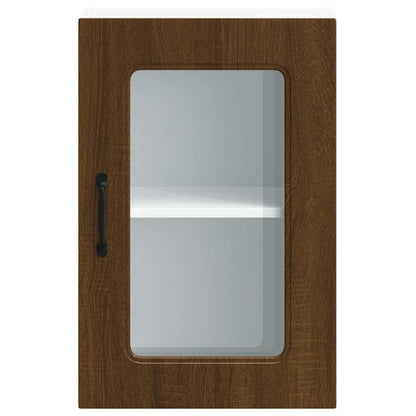 vidaXL Kitchen Wall Cabinet with Glass Door Kalmar Brown Oak Engineered Wood 6