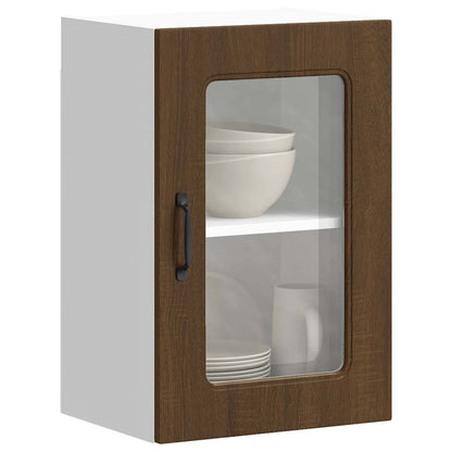vidaXL Kitchen Wall Cabinet with Glass Door Kalmar Brown Oak Engineered Wood 1