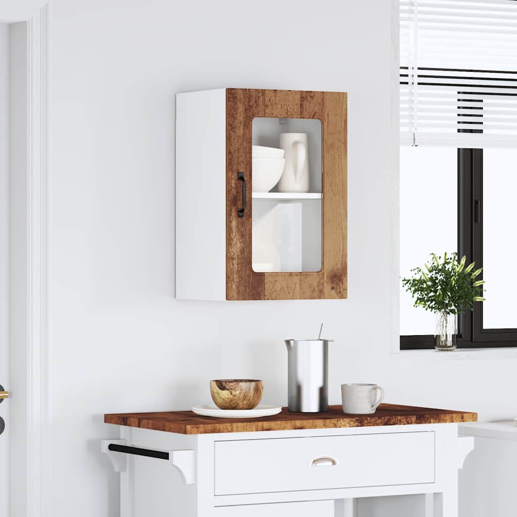 vidaXL Kitchen Wall Cabinet with Glass Door Kalmar Old Wood Engineered Wood 3