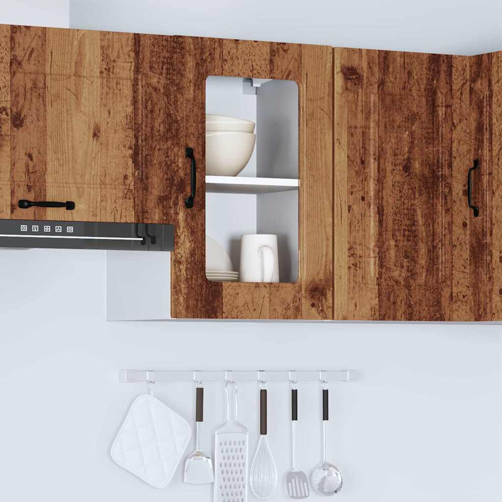 vidaXL Kitchen Wall Cabinet with Glass Door Kalmar Old Wood Engineered Wood 4